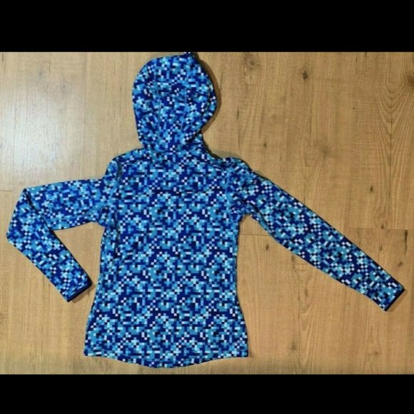 Nike Pro Dri-Fit Warm Training Scuba Hood Pullover Hoodie Blue Glitch Womens M - Picture 2 of 8